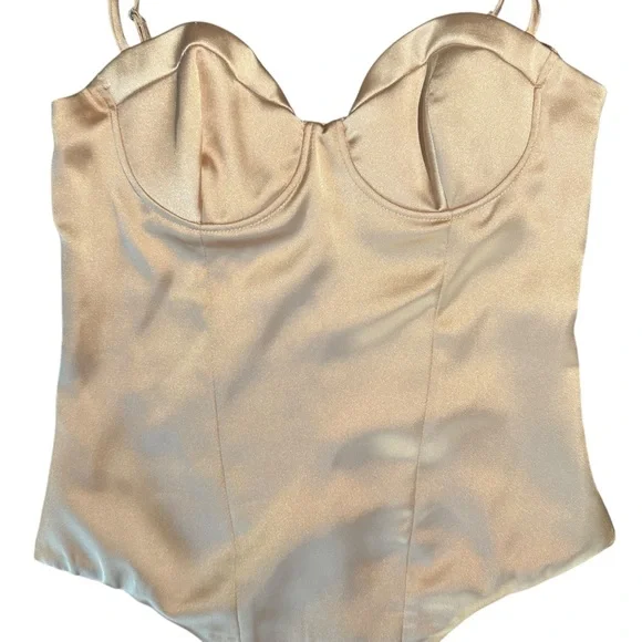 Zara Cream Satin Bodysuit NWOT - Picture 2 of 14